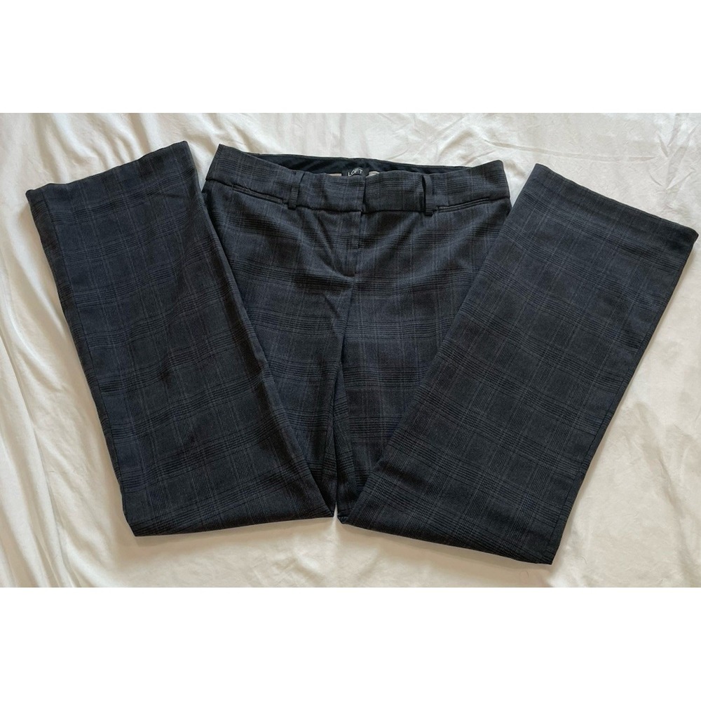 Ann Taylor Loft Women's Dress Trouser Pants Marissa Black Plaid Size 6